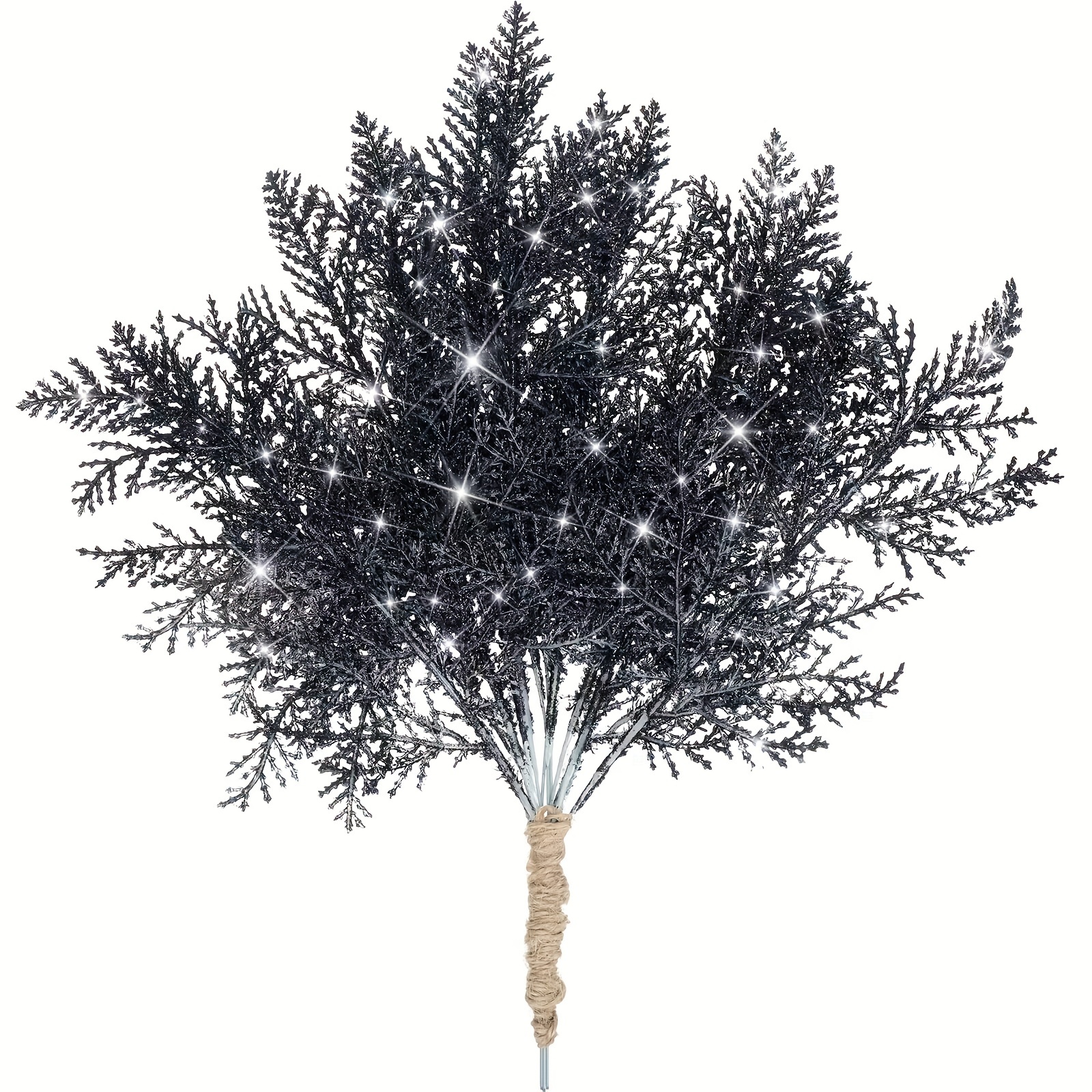Christmas Tree Picks Sprays Glitter Artificial Pine Needles - Temu