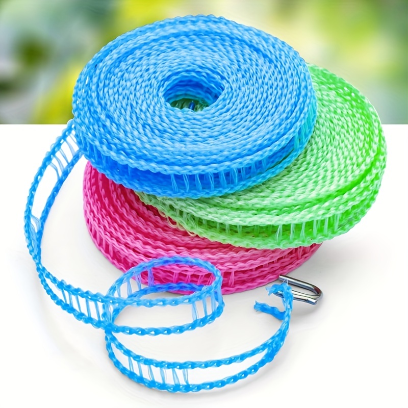 PVC Coated Steel Wire Cloth Drying Rope with Hooks - Cloth Hanging Rope -  Wire for Clothes Drying - Rope for Cloth Drying Rope for Balcony - Cloth  Rope for Drying Clothes