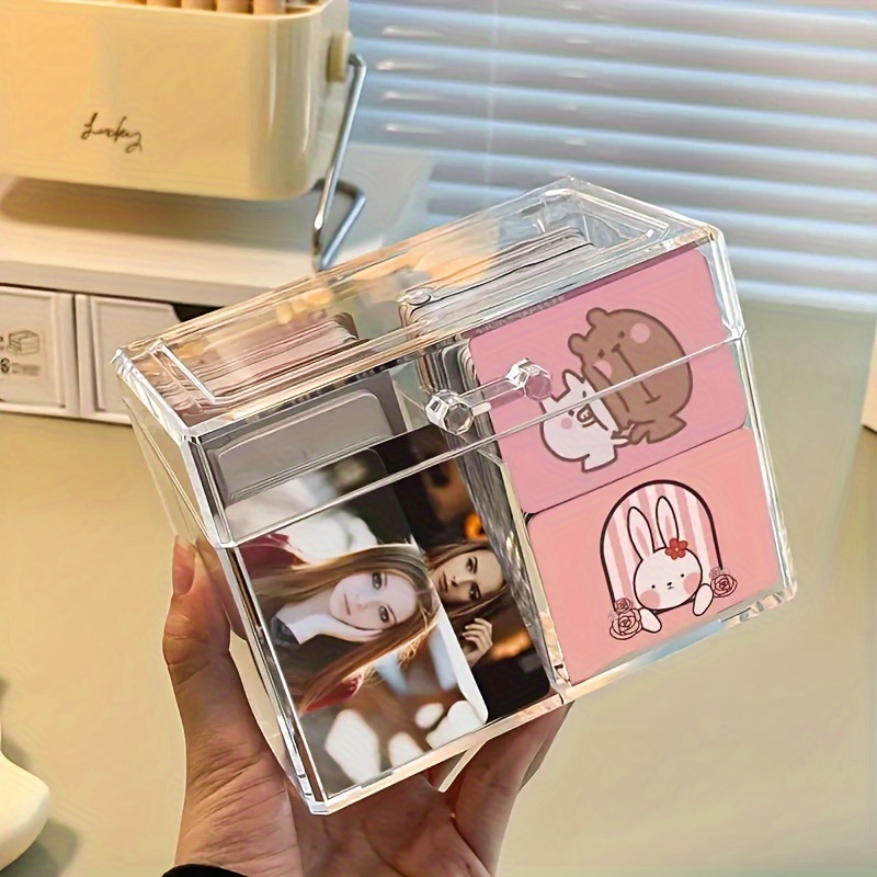 Mini Storage Box, Flip Storage Box, Transparent Small Items Postcard Greeting  Card Jewelry Card Box, Drawer Organization - Temu