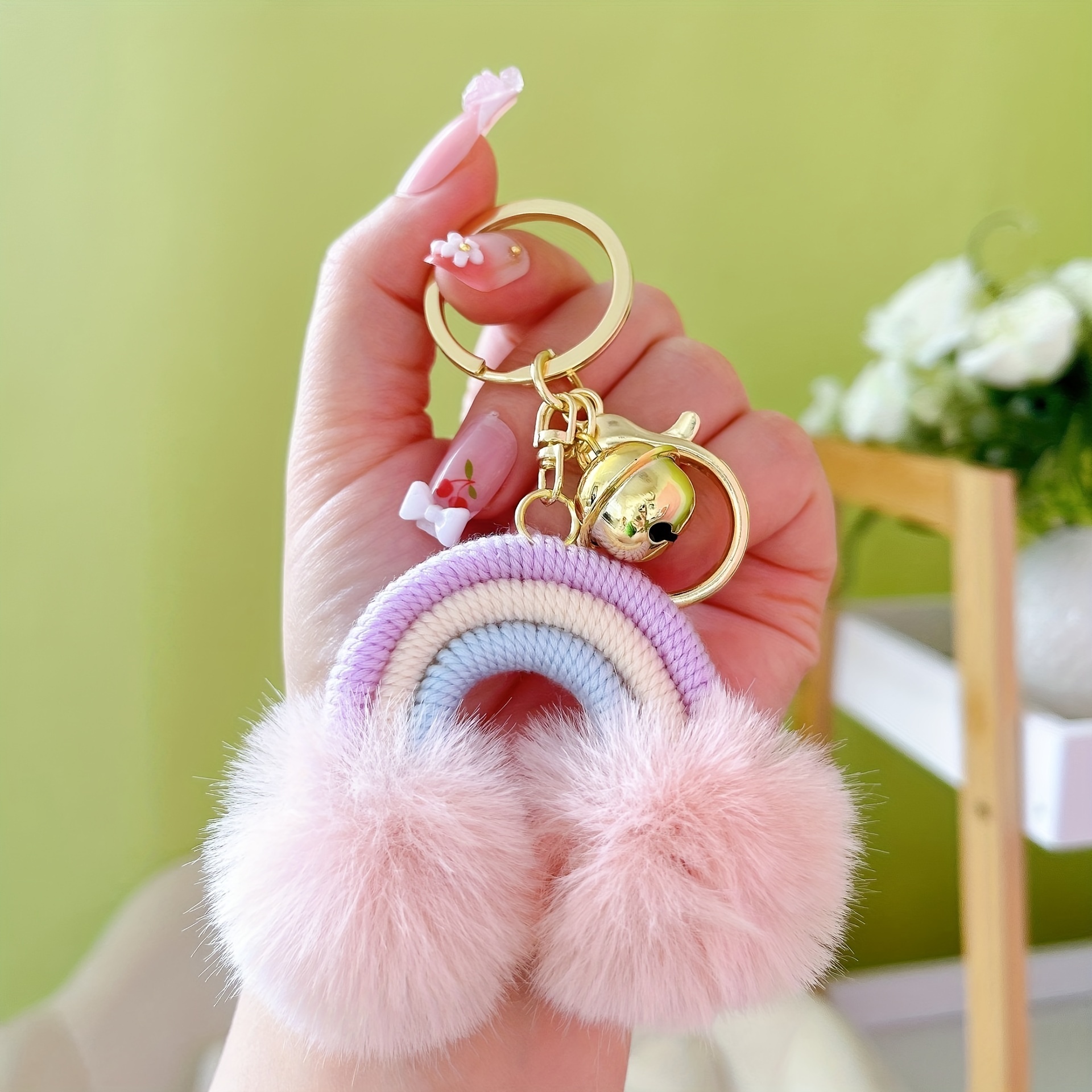 POM POM Keychain Bulk Custom Kawaii Keychains Accessories Rainbow