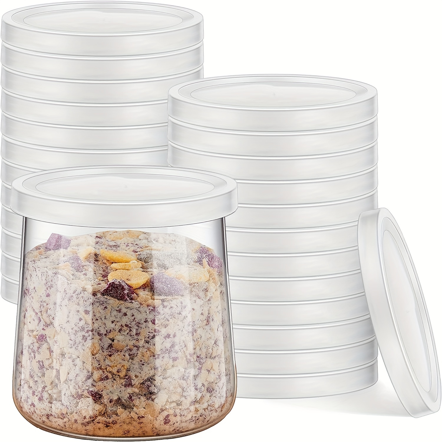 Oui Yogurt Jar Lids, Yogurt Container Lids, Clear Plastic Blue Oui Lids For  Cookie Coffee Supplies, Glass Jars Containers, Kitchen Supplies - Temu
