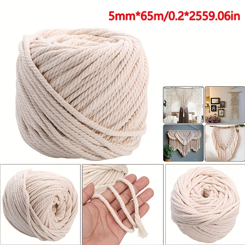 5mm Macrame Rustic Cotton Rope Twist Cord String Colorful Hand DIY