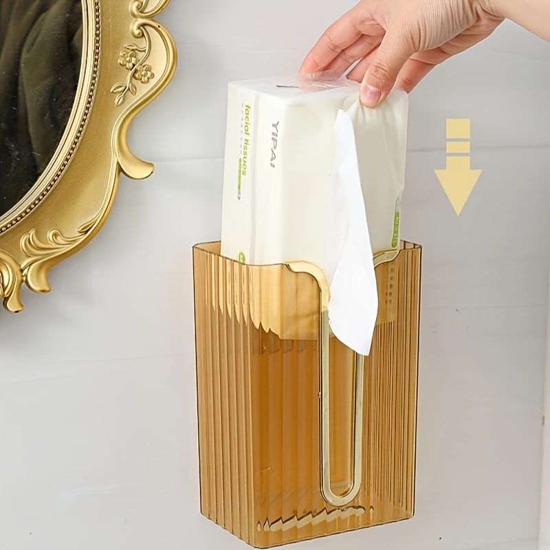 2pcs Transparent Wall Mounted Tissue Box For Bathroom, Clear