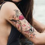 Strange Cat Tattoo Stickers Are Not Afraid Of Friction, Waterproof, And Long-lasting For Women For 1-5 Days. Men's Arms And Collarbones Have A High-end Feel, Cool