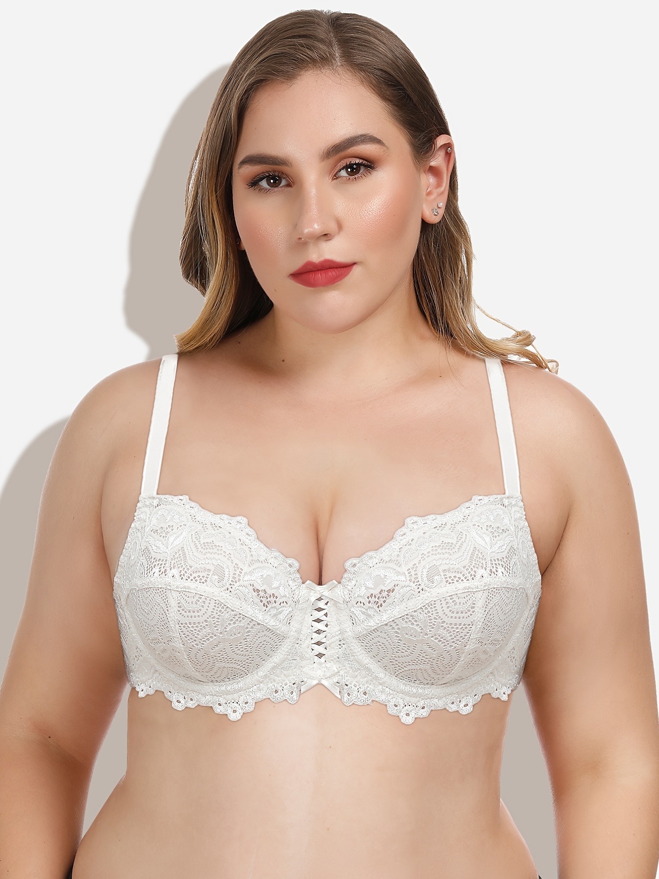 Plus Size Lace Bralette & Caged Panty Set, 30 % Off Snazzyway