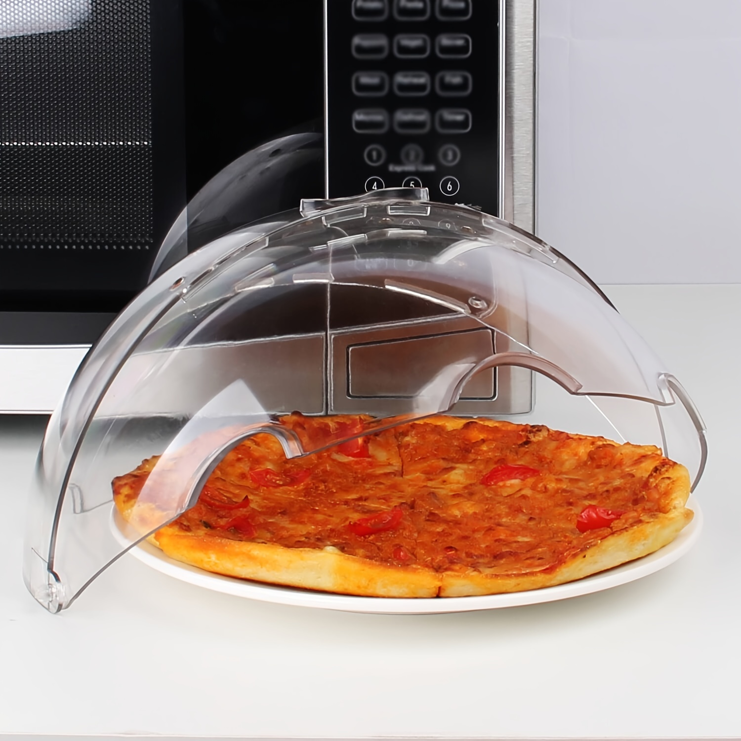  Tapa protectora de vidrio para microondas con silicona plegable  para plato de olla de alimentos de 10.5 pulgadas, color negro : Hogar y  Cocina