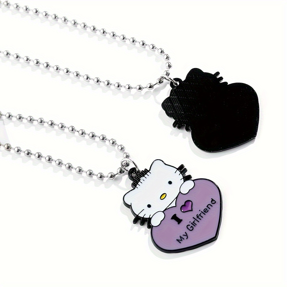 4pcs Christmas Gift Hello Kitty Melody Necklace, Y2K New Cute Cartoon Kuromi Women Adjustable Clavicle Chain, Fashion Couples Versatile Pendant