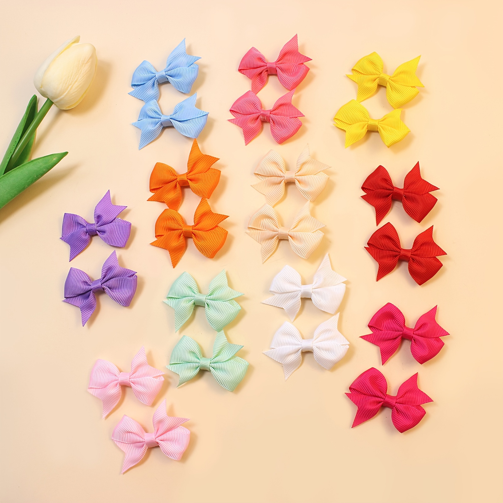 Children Sweet Flower Bowknot ornament Hair Clips Baby Girls Lovely Silk  Ribbon Ornament Colorful Hairpins Kids