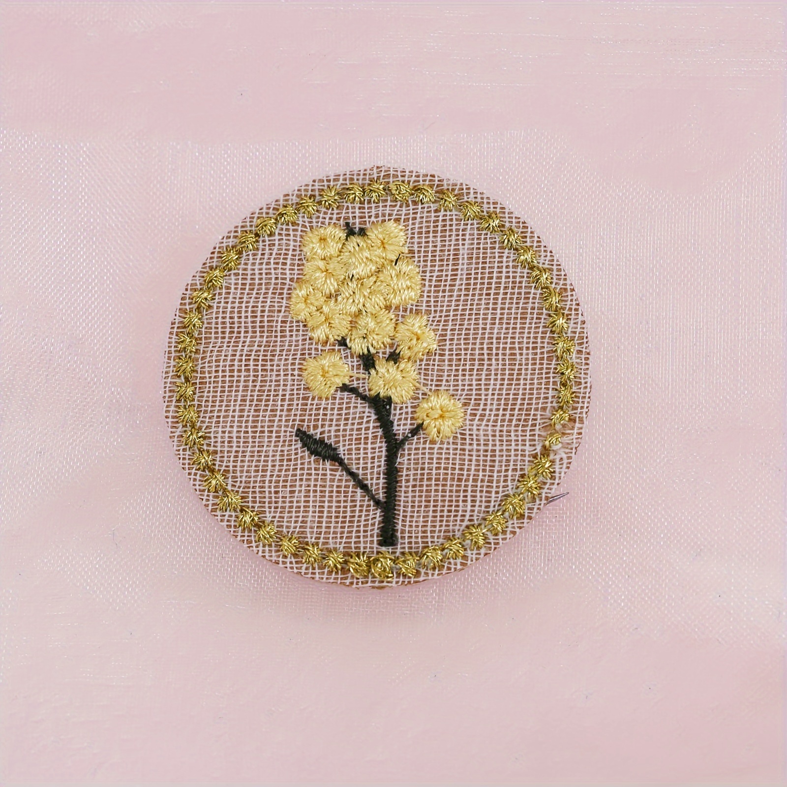 Plant Floral Round Shape Iron On Patches Sew On Embroidered - Temu