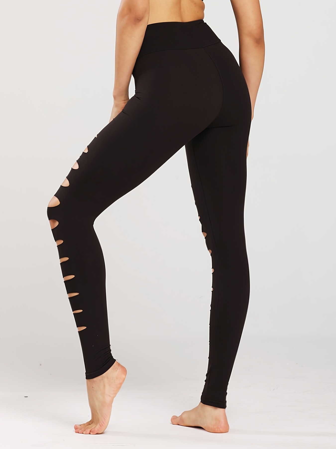 Womens Elastic Hollow Out High Waist Leggings Tight Sports Casual Yoga  Pants Yoga Pants Black XL 