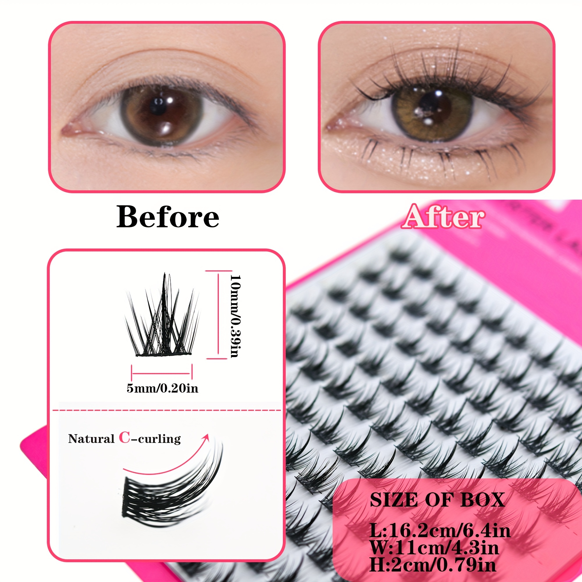 DIY 10mm Cluster Lashes Extensions C Curl 110pcs Soft Lightweight Home Use
