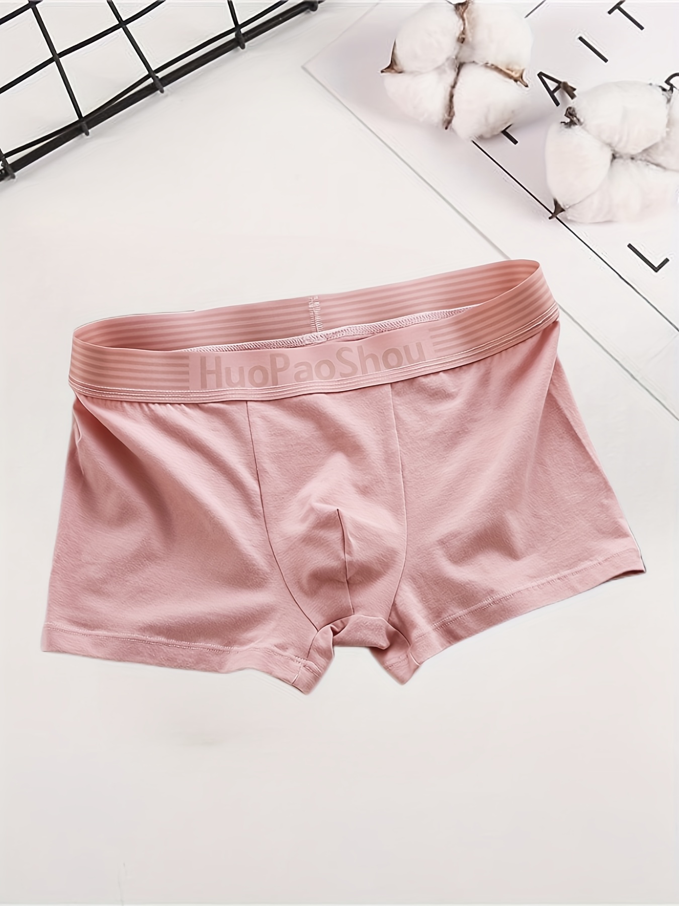 Men's Underwear Casual Plain Color Boxer Briefs Breathable - Temu