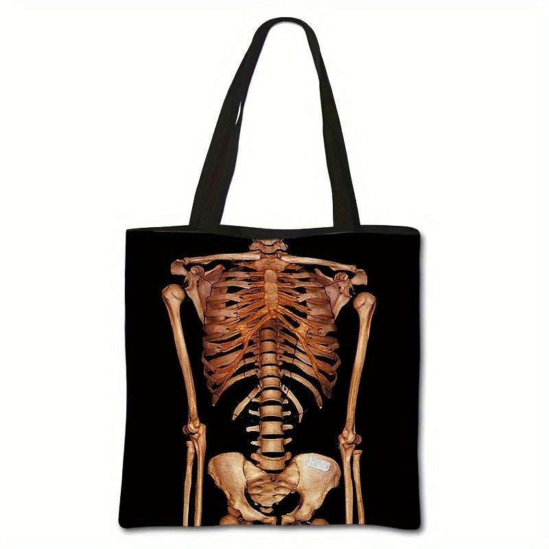 Gothic Cat Printing Large Tote Bag, Halloween Fabric Shoulder Bag