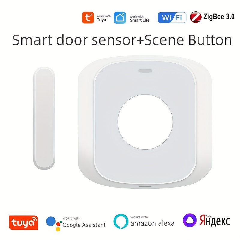  Sensor de puerta WiFi: detectores inteligentes de puerta  abierta/cerrada, sensor de ventana inalámbrico con alerta de notificación  de aplicación, sensor de contacto para seguridad del hogar, compatible con  Alexa Google Assistant (