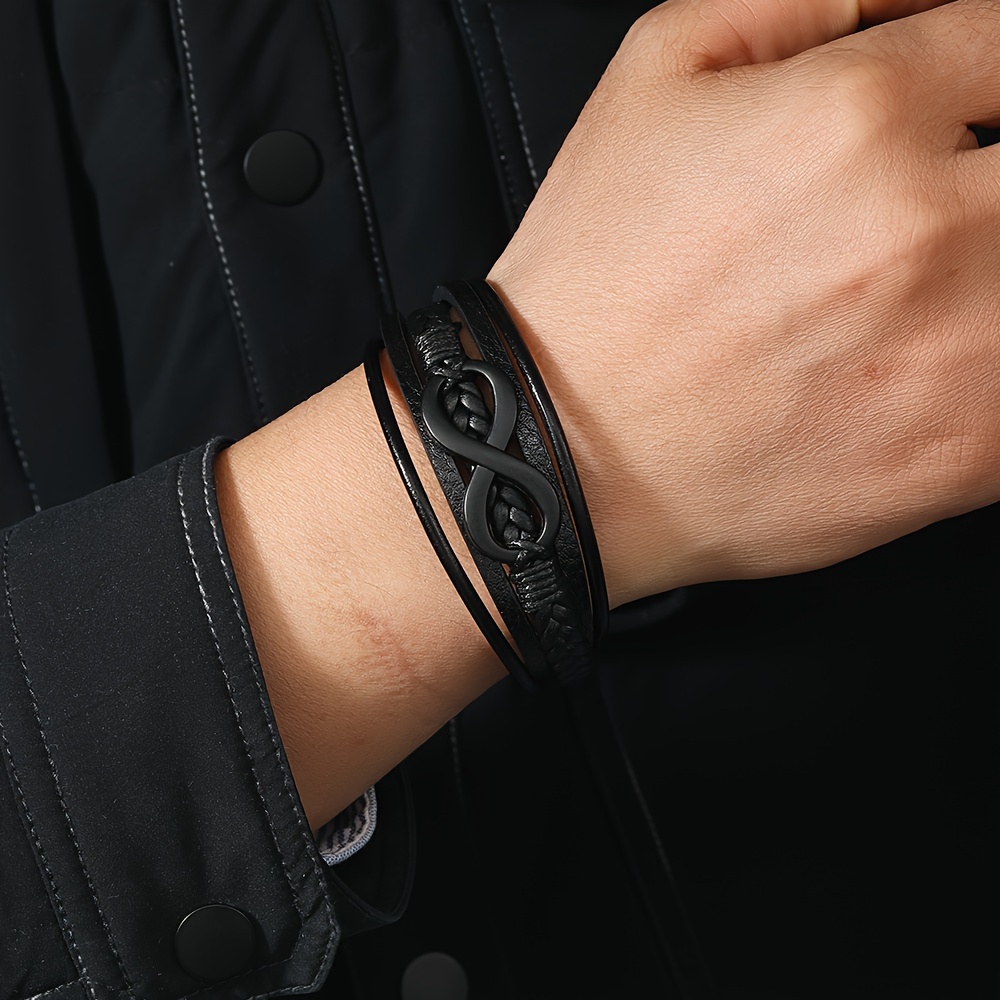 Infinity Symbol Figure 8 Alloy Magnet Clasp Bracelet Braided Layer