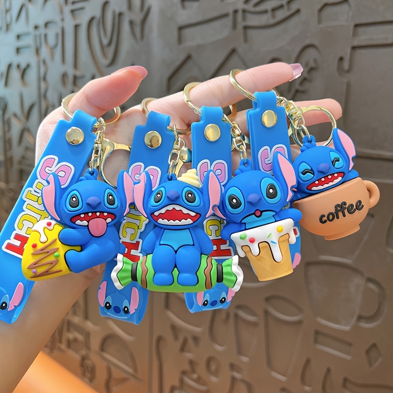 Stitch Disney Keychain Cute Stitch Doll Keychains Kids Cartoon PVC Key  chain Car Keyring Bag Accessories Children Birthday Gift