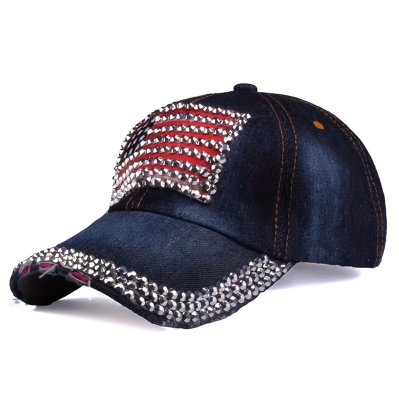 National Flag Style Diamond Denim Peaked Cap Baseball Cap