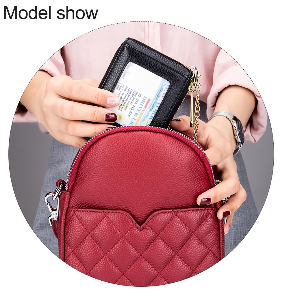 rfid credit card holder, casual multi-compartment wallet, simple zip around card case 商品详情 9