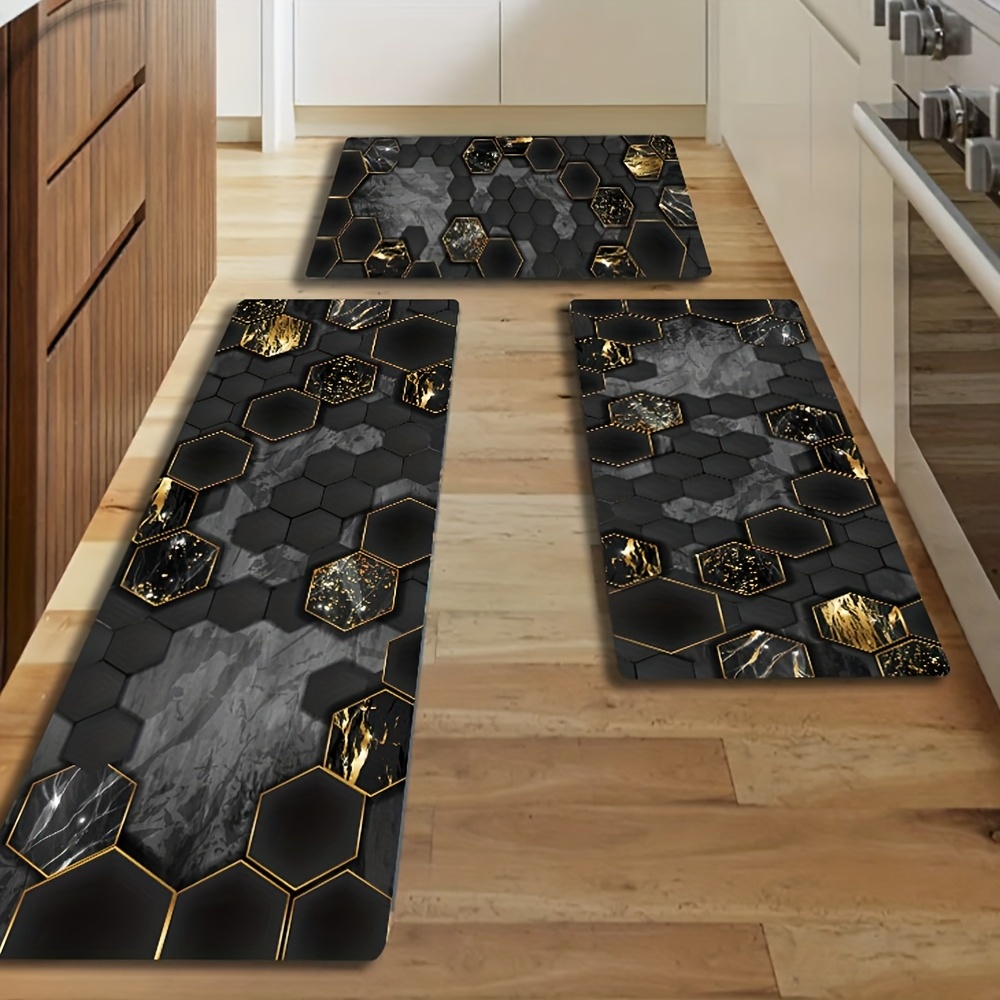 Kitchen Mats for Floor Cushioned Anti Fatigue Mats for Kitchen Floor Green Kitchen  Floor Mat Memory Foam Boho Kitchen Rugs Luxury Gold and Natural Kitchen  Runner Kitchen Rugs Sets of 2
