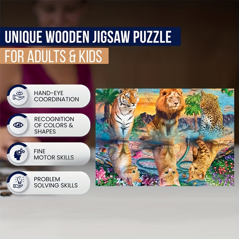 Animal Wooden Puzzles, Dog Reflection Wooden Puzzle Unique Shape