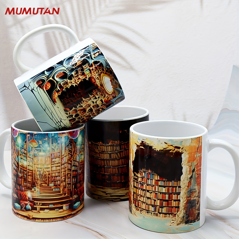 Creative 3D Bookshelves Hole In A Wall Mug Layer Mug Coffee Cup Tea Cup  Multi-Purpose Mug Gift For Readers Christmas Gifts