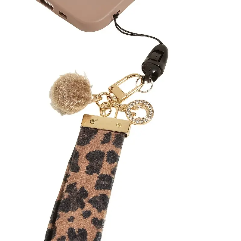 Leopard Print Mobile Phone Lanyard Silk Scarf With Women's Long Neck Chain  Short Bracelet Universal Detachable Bracelet