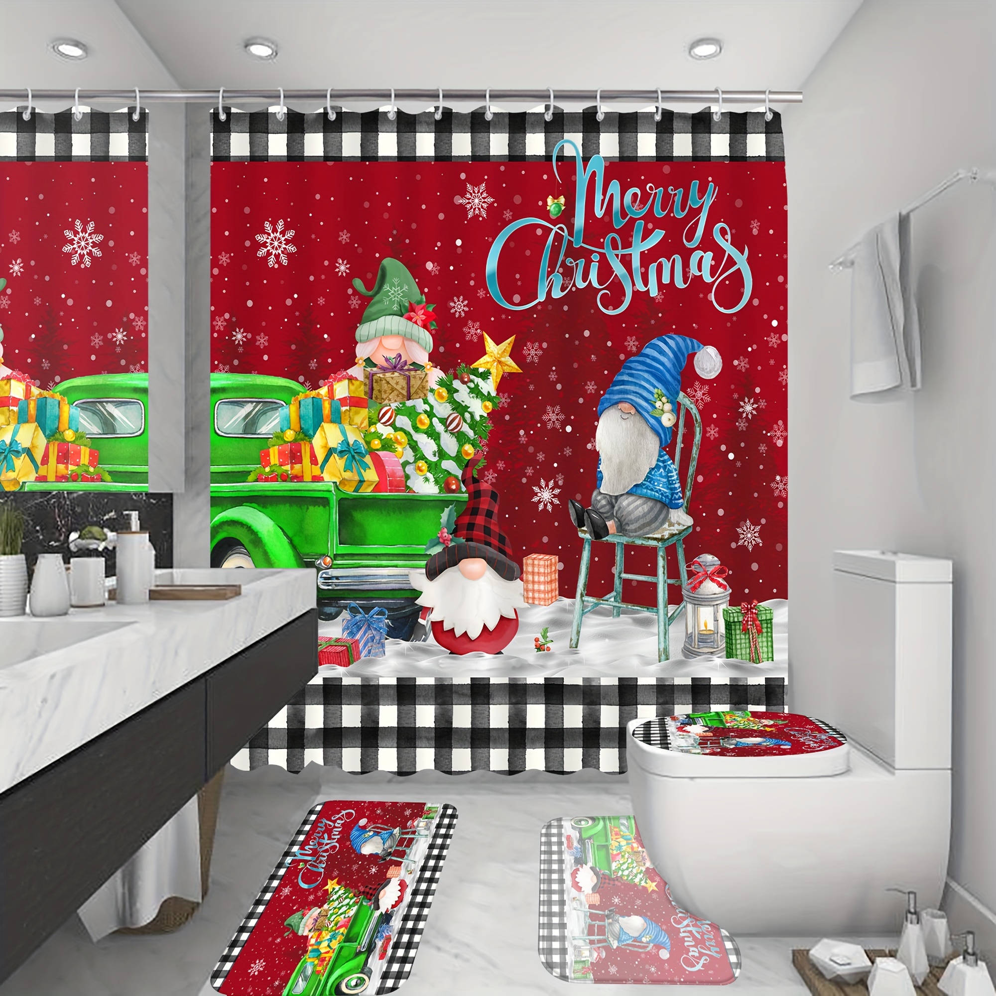 Grinch Christmas Shower Curtain for Bathroom Waterproof Decoration