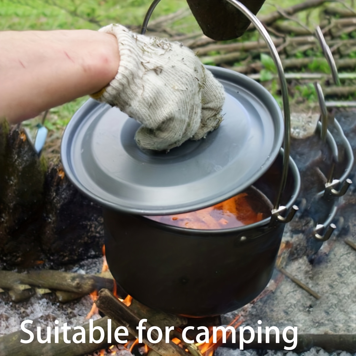 Lightweight Aluminum Hanging Pot For Outdoor Picnics - Temu