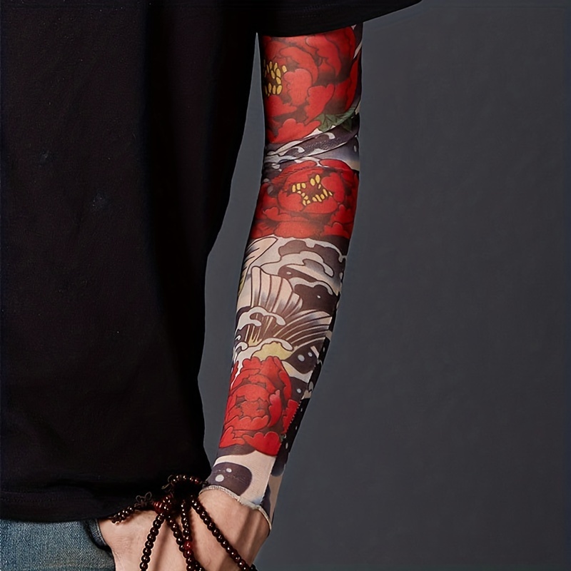 Tattoo Printed Ice Sleeves Unisex Sunproof Driving Gloves Uv - Temu