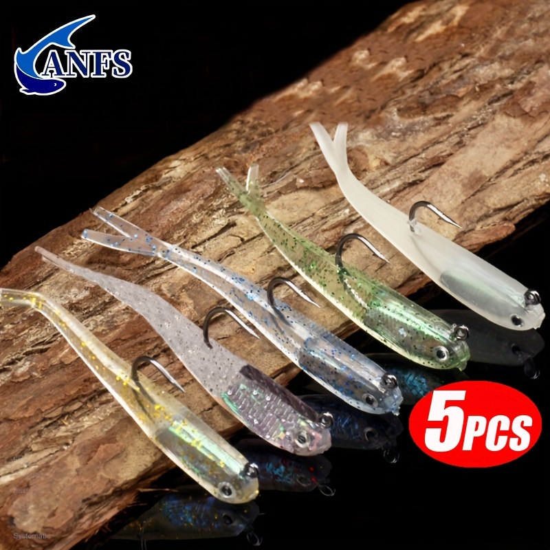 5pcs Premium Silicone Fishing Lures - Soft Artificial Bait with Sharp Hooks  for Saltwater and Freshwater Fishing - Lifelike Design for Increased Catch