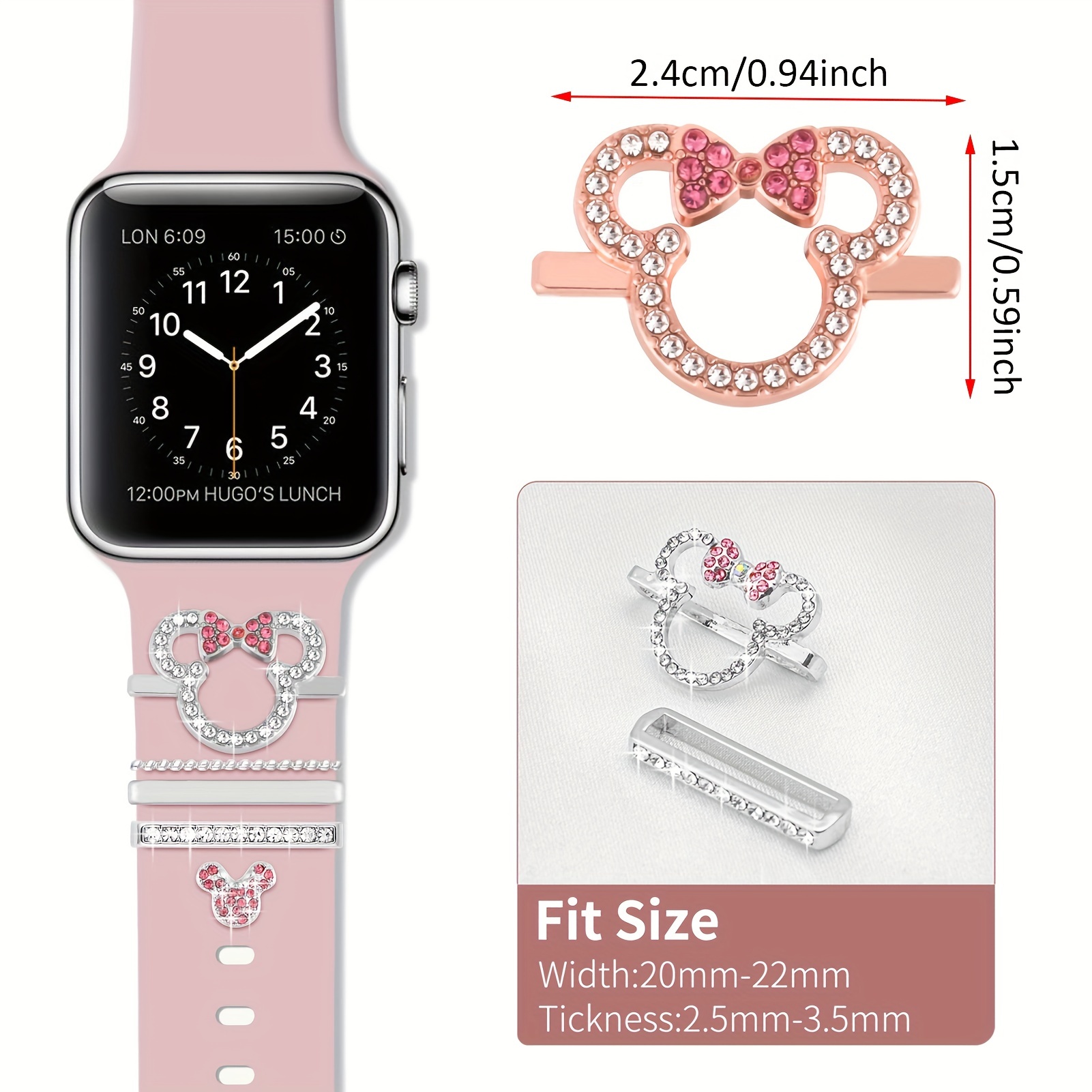 Smart Watch Silicone Strap Accessories 5pcs Diamond Ring For Apple