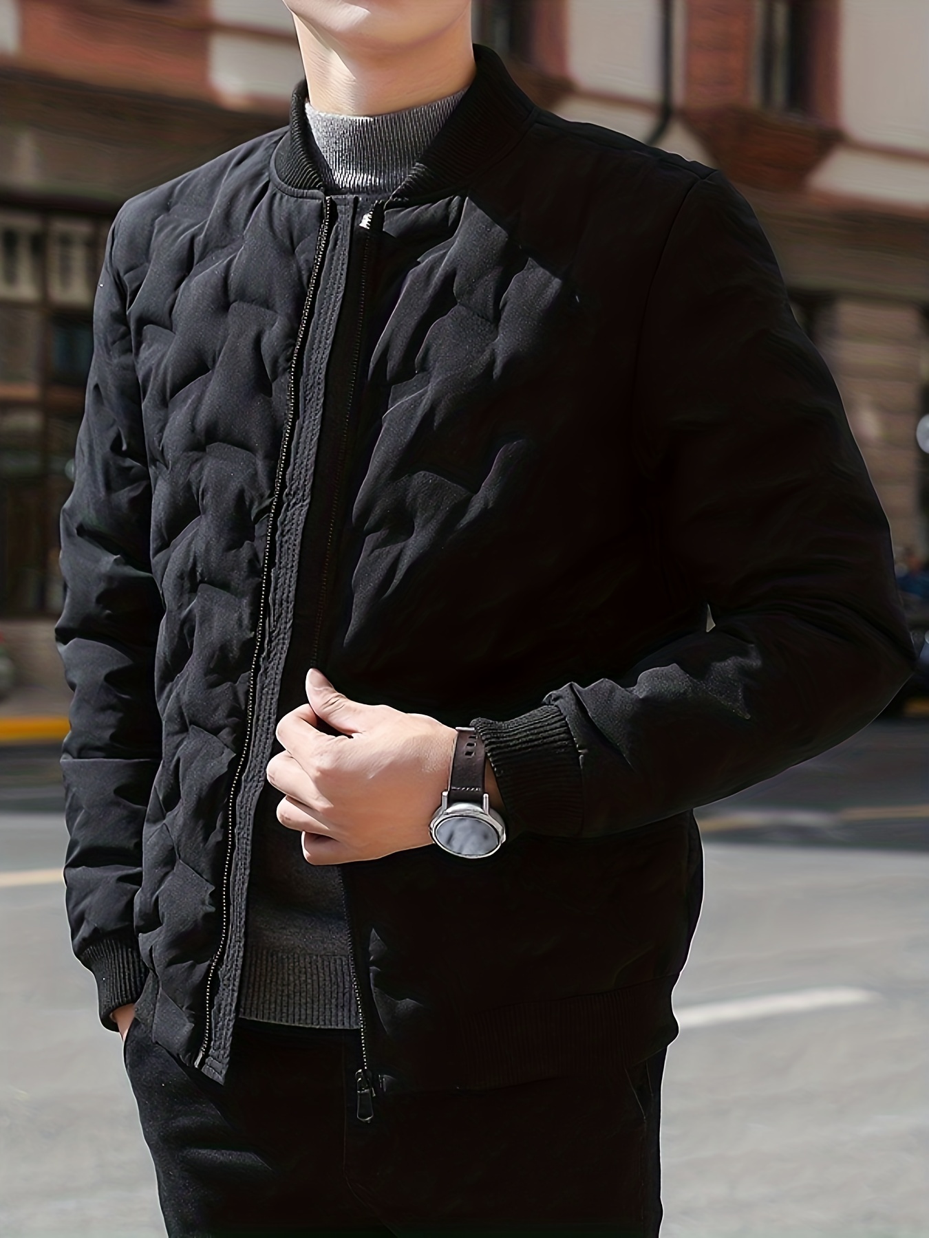 Men's Casual Jacket Mens Fashion Simple Winter Coat Lapel Collar