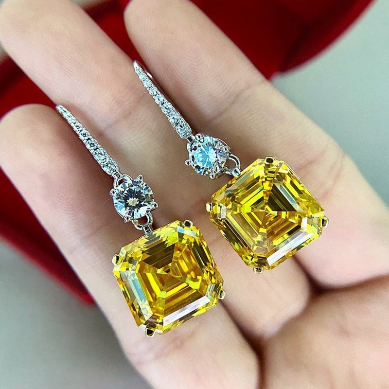 Citrine Dangle Earrings, 925 Silver Plated for Weddings