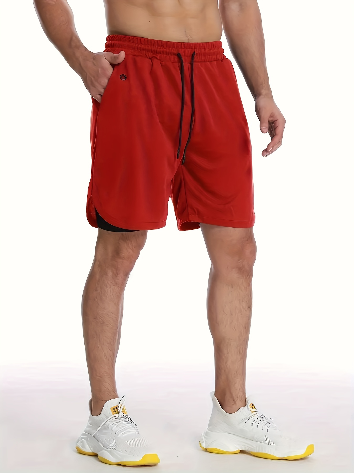 FEDTOSING Men's 2 in 1 Running Althectic Shorts Quick Dry Training Gym  Shorts with Zipper Pockets (Red S) : : Clothing, Shoes &  Accessories
