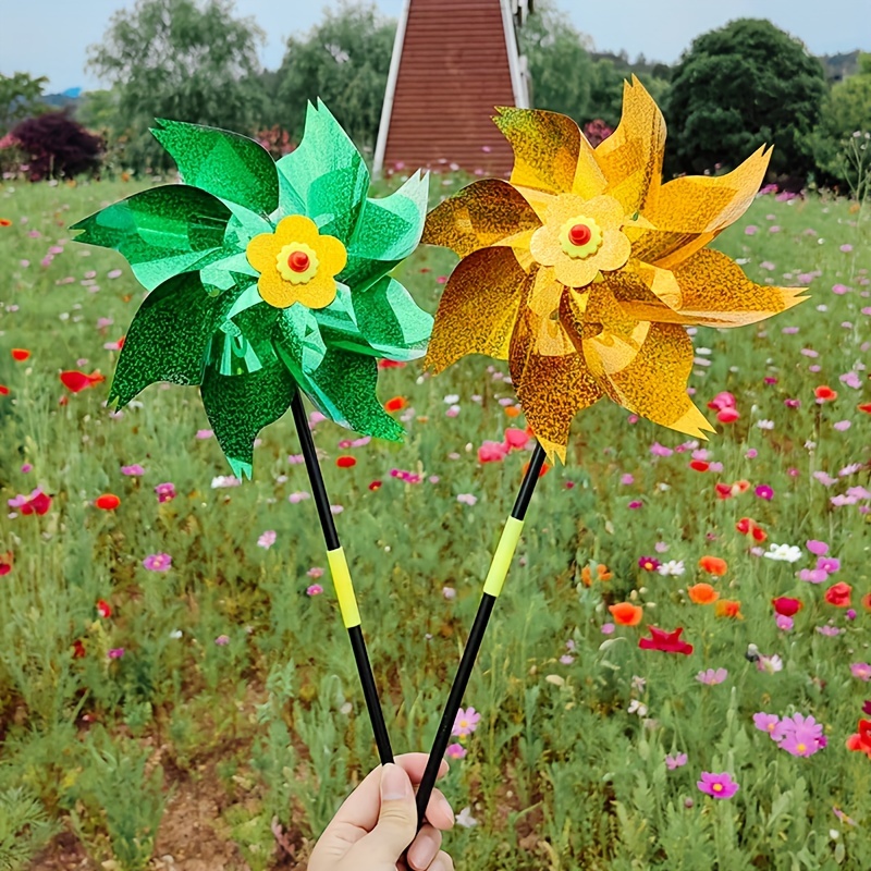 Girandola riflettenti per uccelli che spaventano gli uccelli girandola con  picchetti giardino corvo prati piccione guidare via uccelli stagni mulino a