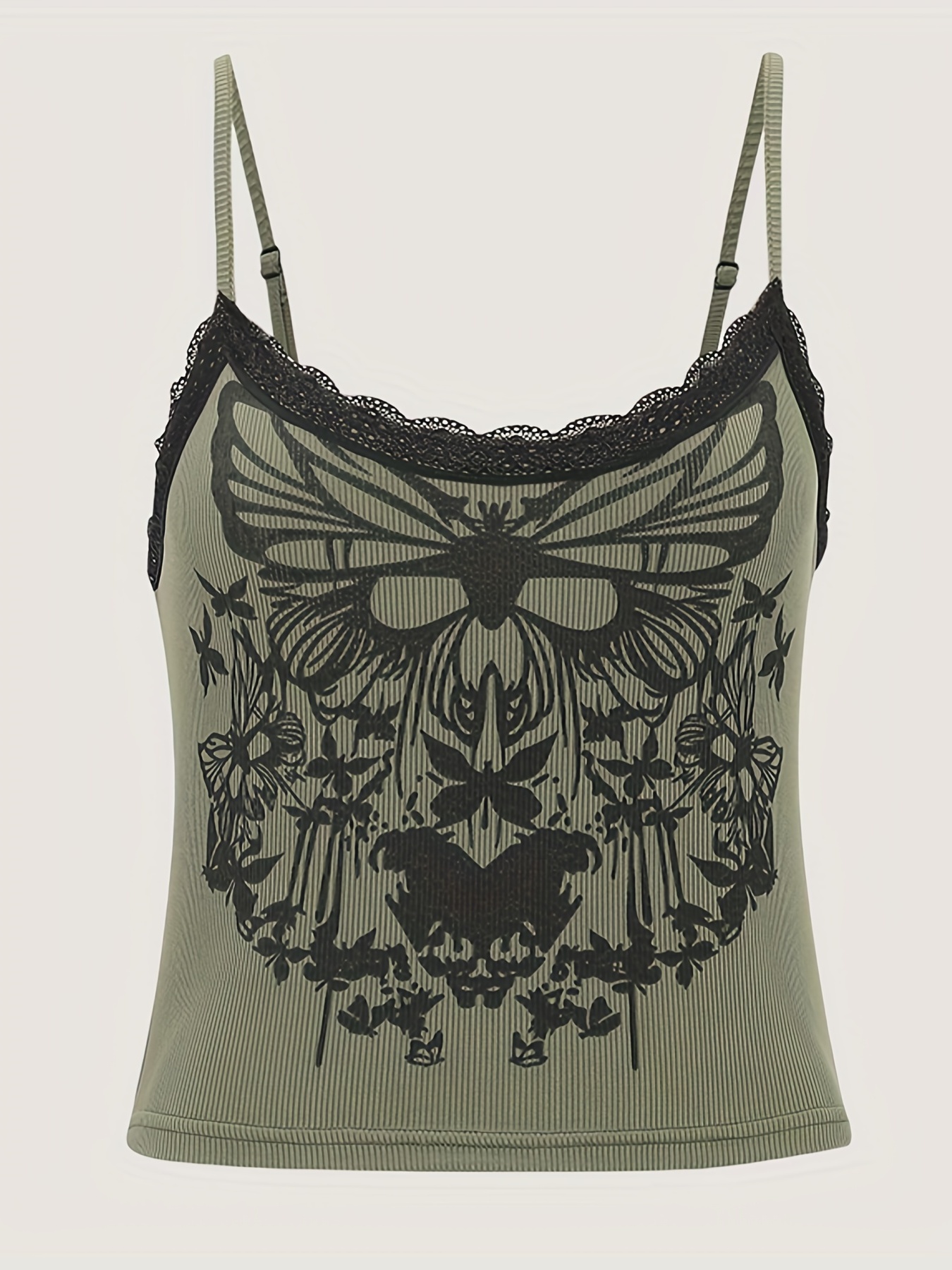Butterfly Print Spaghetti Top Y2k Sexy Backless Cami Top - Temu