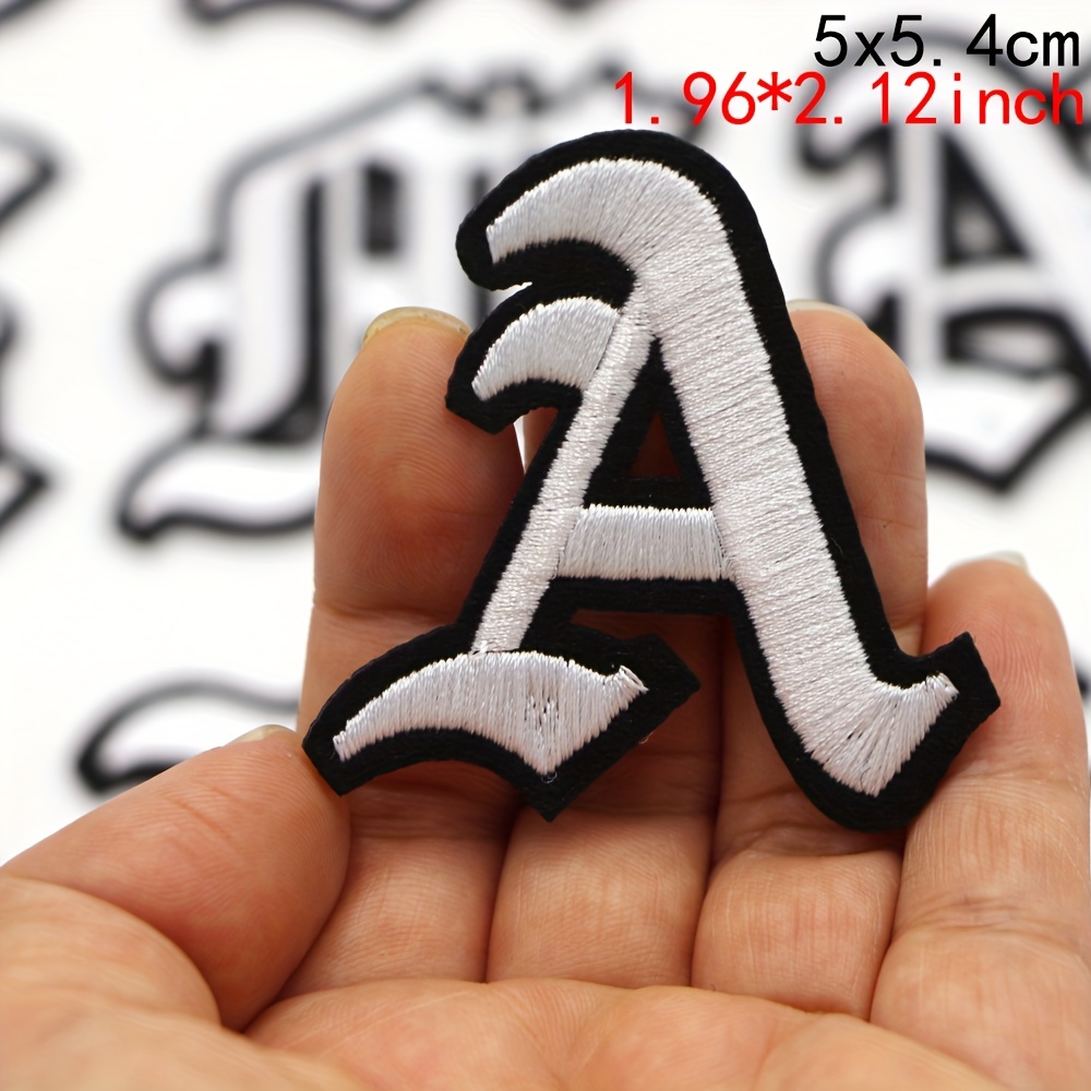 Letter Black Patch Patches Iron on / Sew on Retro Alphabet
