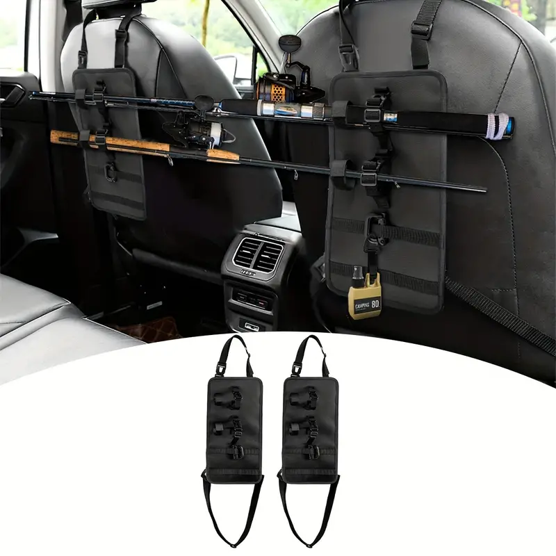 1 Pair 4 Rod Capacity Fishing Rod Holder For Vehicle, Heavy Duty Adjustable  Nylon Fishing Pole Rack Belt For Car Back Seat