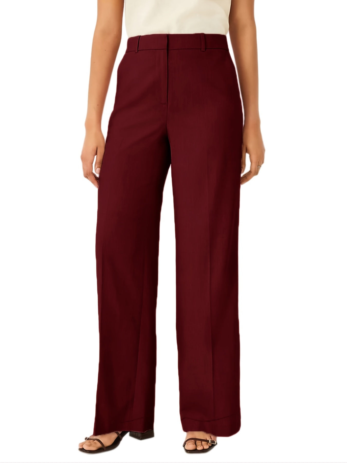 Casual Solid High Waist Wide Leg Straight Pants Women's - Temu