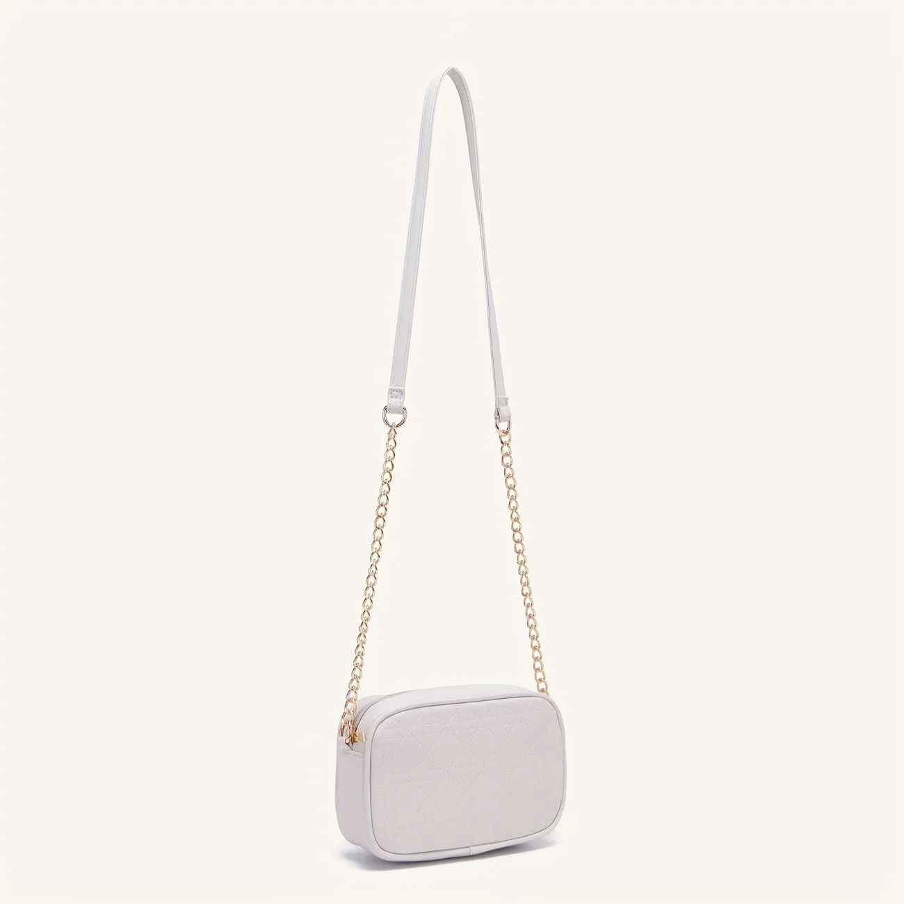 Women's Cloud Clutch Shoulder Bag Ruched Pouch Golden Chunky Chain Bag, Ivory