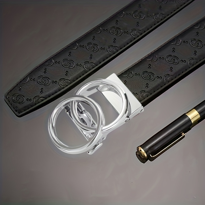 Men's Leather Belt Ratchet Buckle Adjustable Business Strap