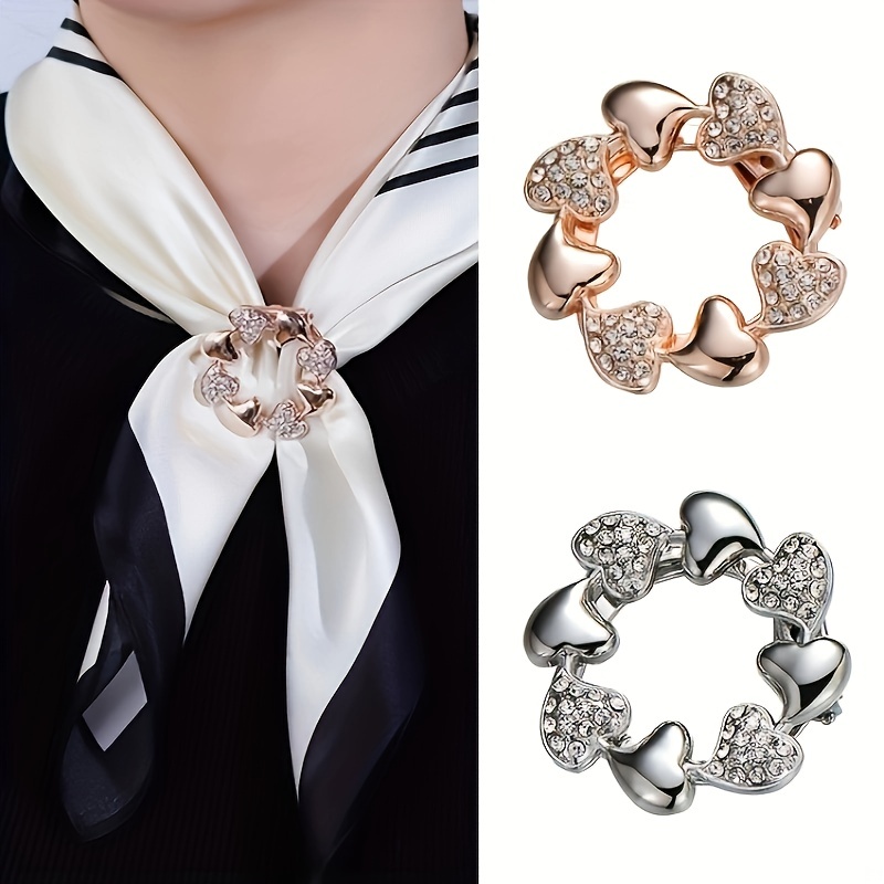 1pc Silver-tone Multi-function Metal Scarf Clip, Shawl Buckle, Scarf Ring  With Hollow Out Decoration