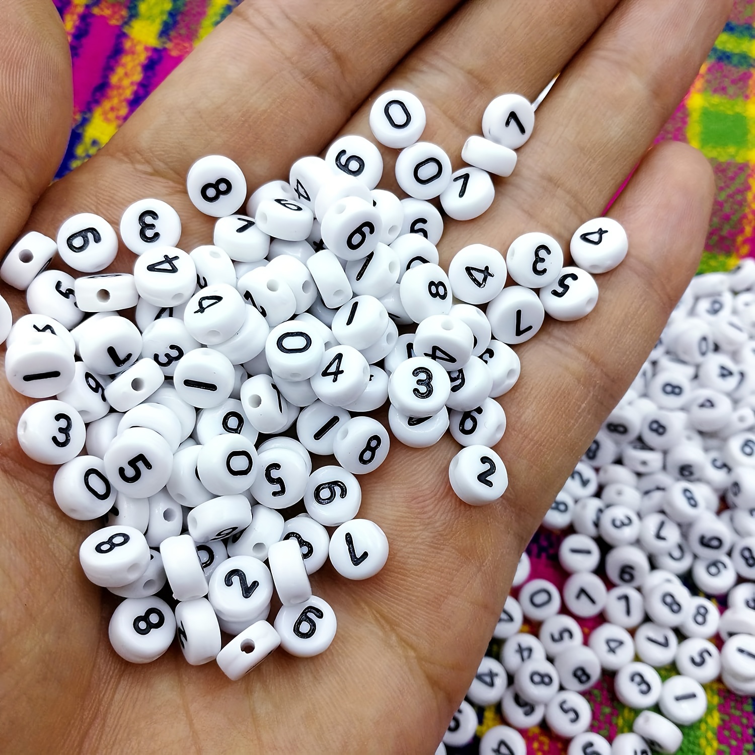 Flat Round Acrylic Beads Set 0 9 Number Beads For Diy - Temu