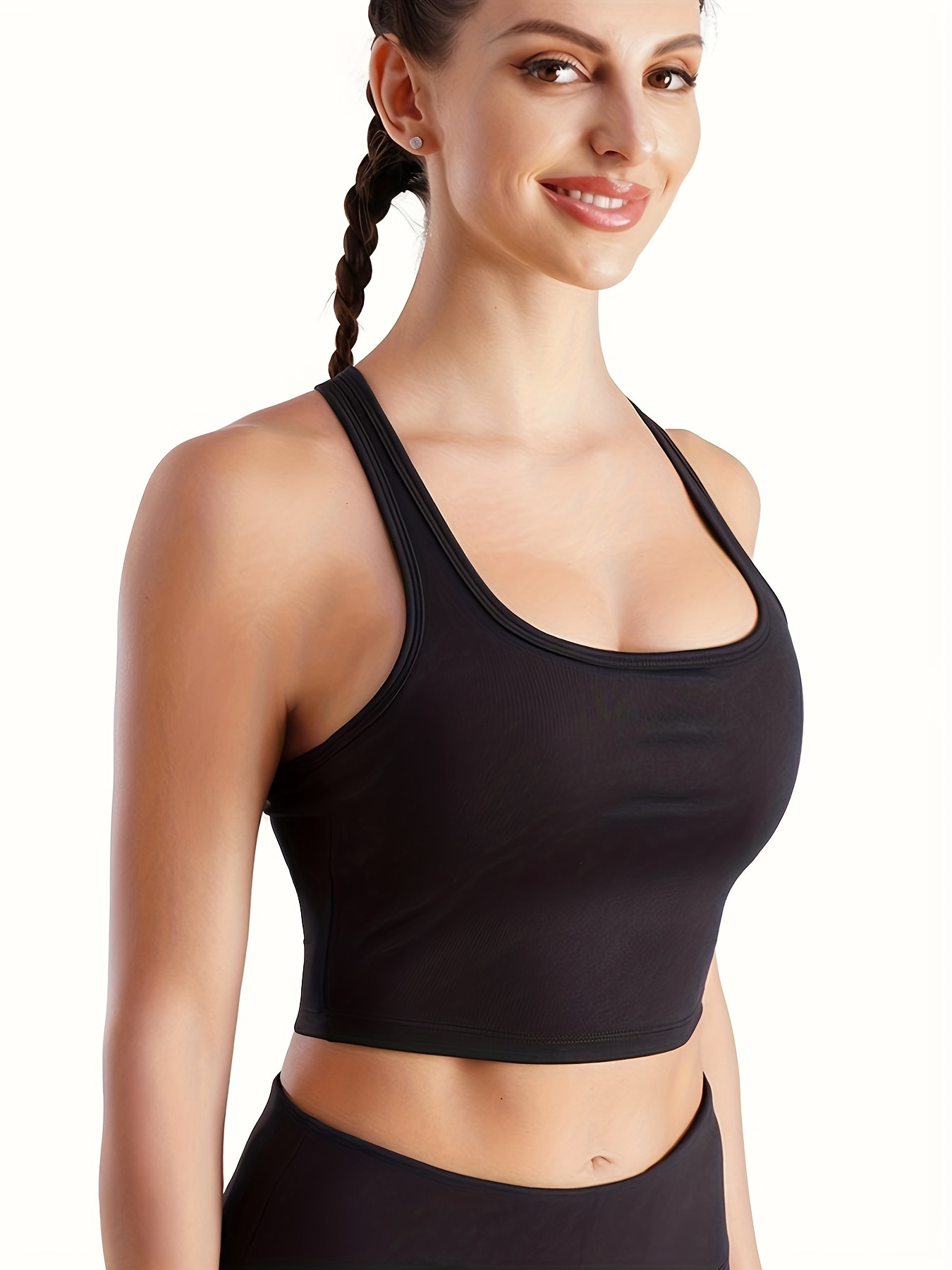 Color Block Crop Top Seamless Strappy Sports Bra  Seamless sports bra,  Medium support sports bra, Sports bra