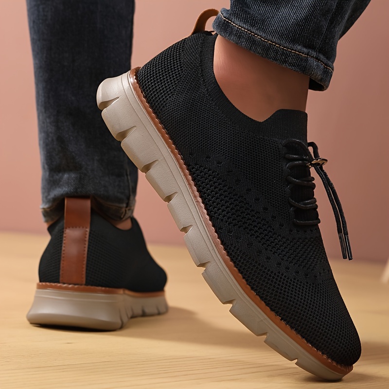 Men's Breathable Woven Knit Sneakers - Lightweight Stability Non-Slip Rubber Sole, EVA Cushioned Insole, Low-Top Lace-Up Design for Gym, Training & Casual Wear - All-Season Comfort, Shoe Insoles, Gym Footwear, Stylish Laceups, Flexible Fabric Upper, Outdoor Activities, Trendy Footwear, Durable Construction, Comfortable Footwear, Fitness Enthusiasts