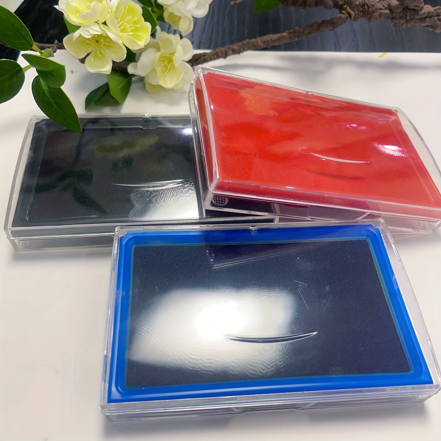 Red Blue And Black Quick drying Stamp Pad Rectangular - Temu