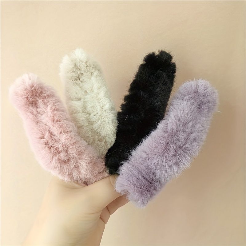 1pc Women's Mink Fur Ponytail Holder, Simple And Elegant Banana Hair Clip  For Daily Use In Autumn And Winter