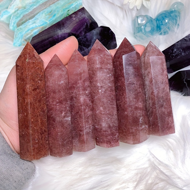 Strawberry Quartz Hexagonal Column Healing Crystal Wand