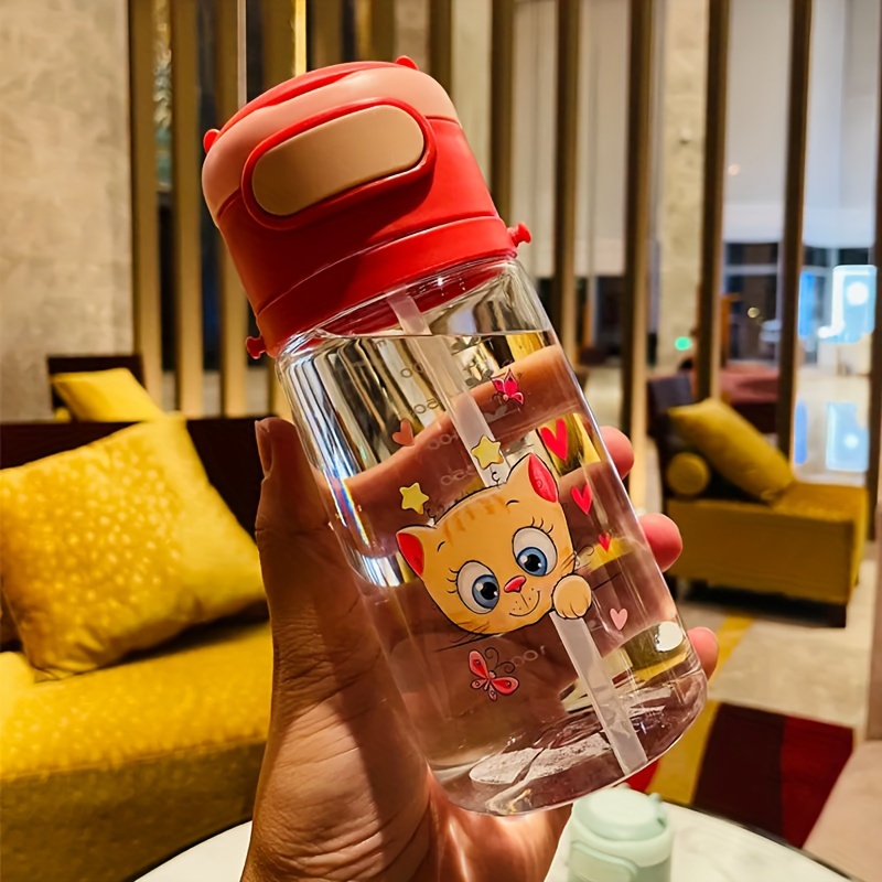 Cute Cartoon Water Cup With Double Handles, Portable Leakproof Straw Water  Bottle, Suitable For Outdoor Sports, Fitness - Temu