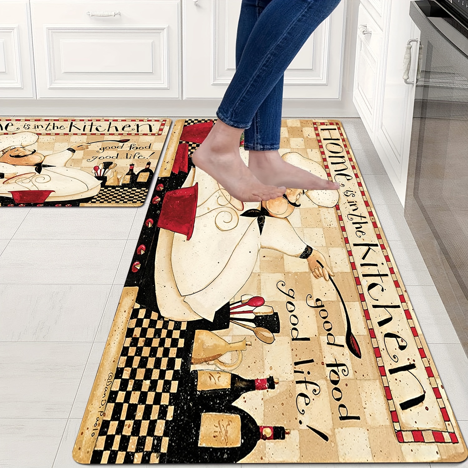 Soft Kitchen Rug, Cushioned Anti-fatigue Kitchen Rug, Cartoon Shef  Waterproof Non-slip Kitchen Rugs Set, Runner Rug, Bedside Rug, Super  Absorbent Washable Carpet For Farmhouse Kitchen Home Office Sink Laundry -  Temu Germany